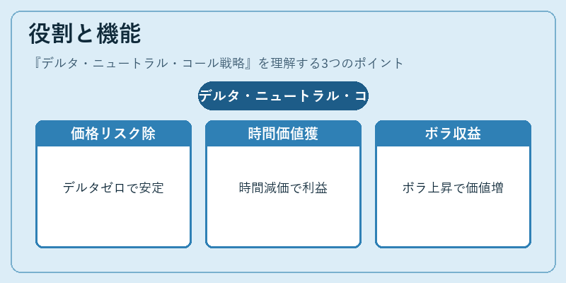役割と機能（デルタ・ニュートラル・コール戦略）の図解