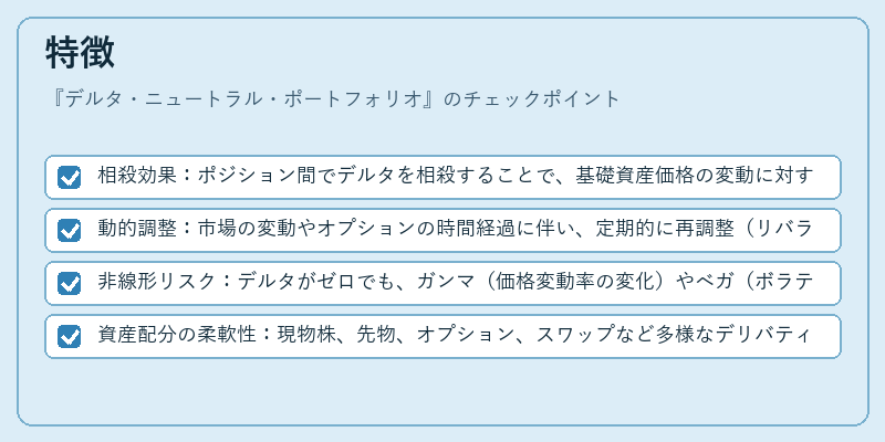 特徴（デルタ・ニュートラル・ポートフォリオ）の図解