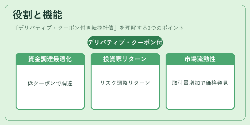 役割と機能（デリバティブ・クーポン付き転換社債）の図解