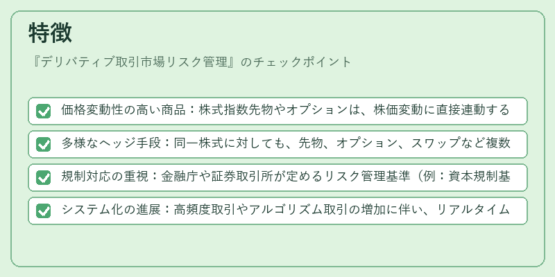 特徴（デリバティブ取引市場リスク管理）の図解