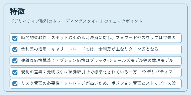 特徴（デリバティブ取引のトレーディングスタイル）の図解