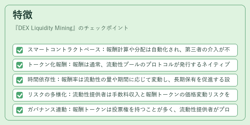 特徴（DEX Liquidity Mining）の図解