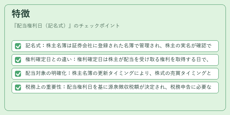 特徴（配当権利日（記名式））の図解