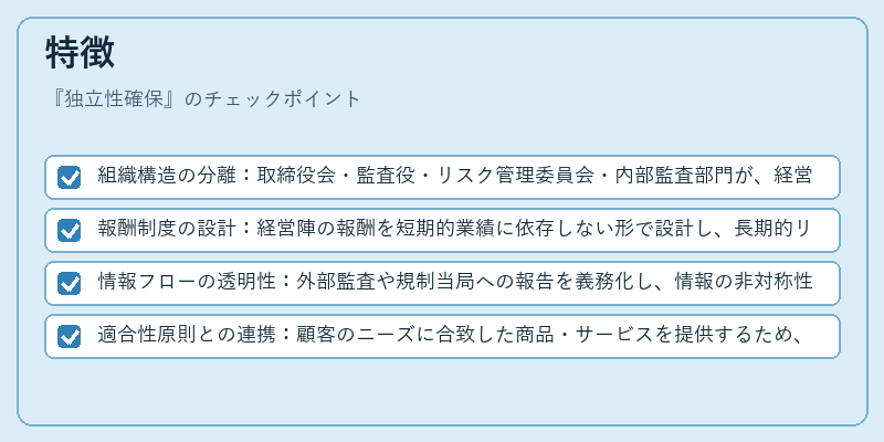 特徴（独立性確保）の図解