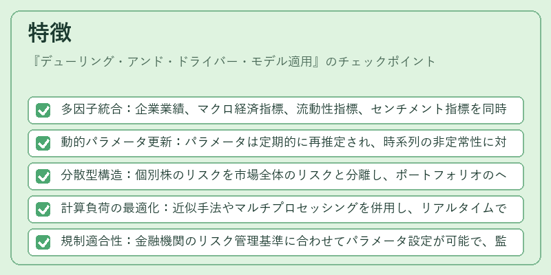特徴（デューリング・アンド・ドライバー・モデル適用）の図解