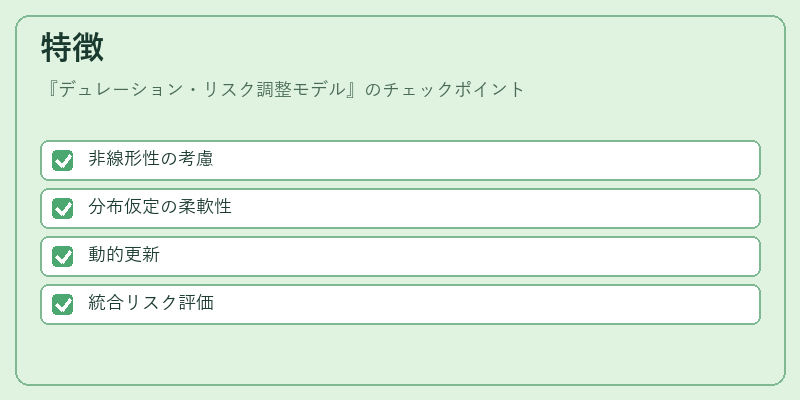 特徴（デュレーション・リスク調整モデル）の図解