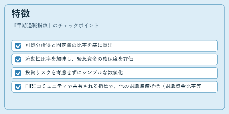 特徴（早期退職指数）の図解