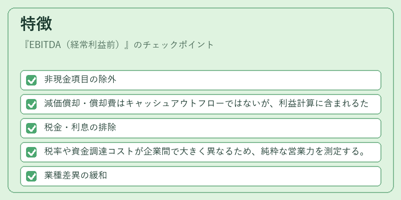 特徴（EBITDA（経常利益前））の図解