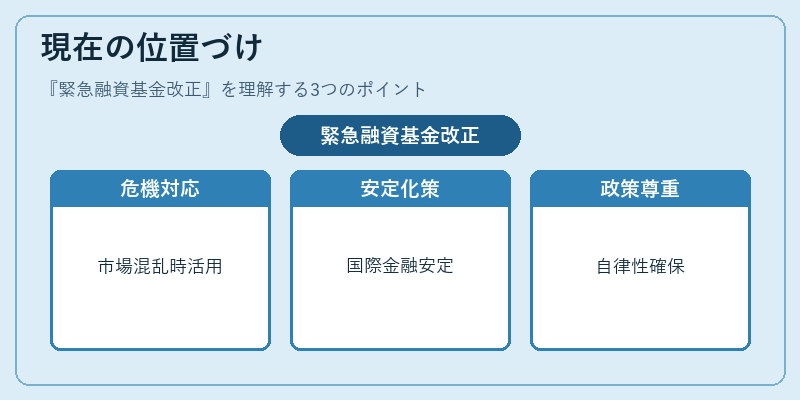 現在の位置づけ（緊急融資基金改正）の図解