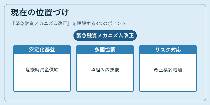 現在の位置づけ（緊急融資メカニズム改正）の図解