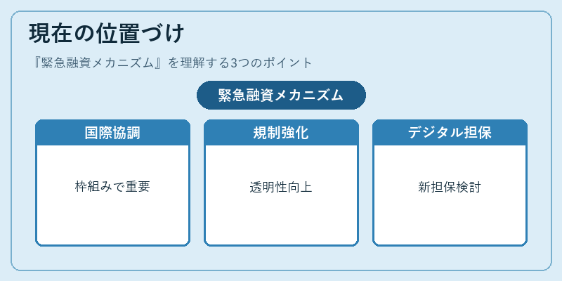 現在の位置づけ（緊急融資メカニズム）の図解