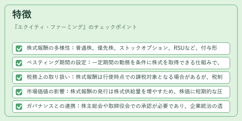 特徴（エクイティ・ファーミング）の図解