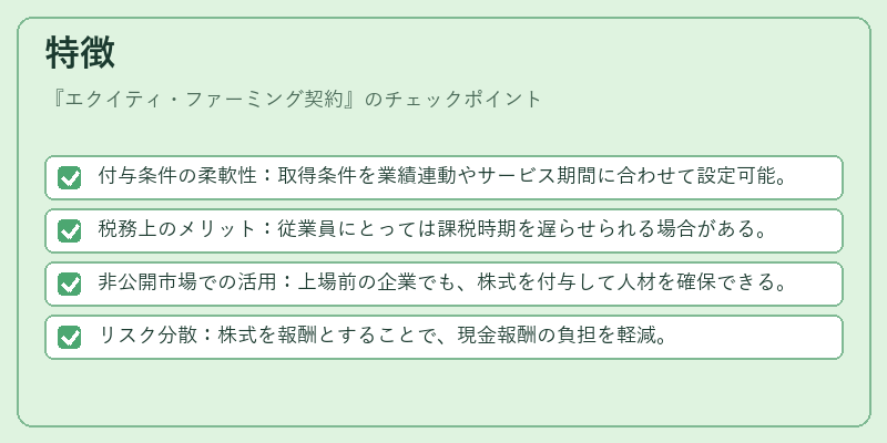 特徴（エクイティ・ファーミング契約）の図解