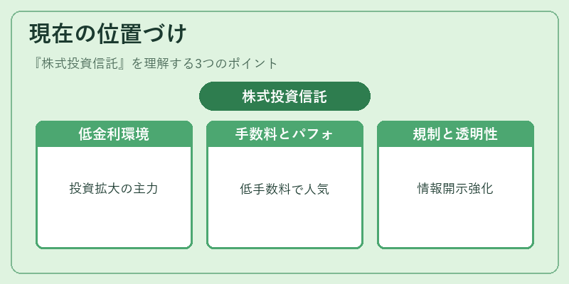 現在の位置づけ（株式投資信託）の図解