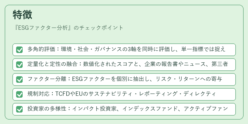 特徴（ESGファクター分析）の図解