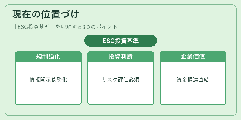 現在の位置づけ（ESG投資基準）の図解