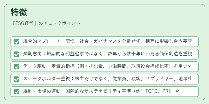 特徴（ESG経営）の図解