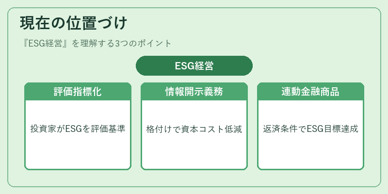 現在の位置づけ（ESG経営）の図解