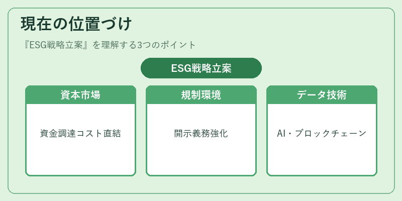 現在の位置づけ（ESG戦略立案）の図解