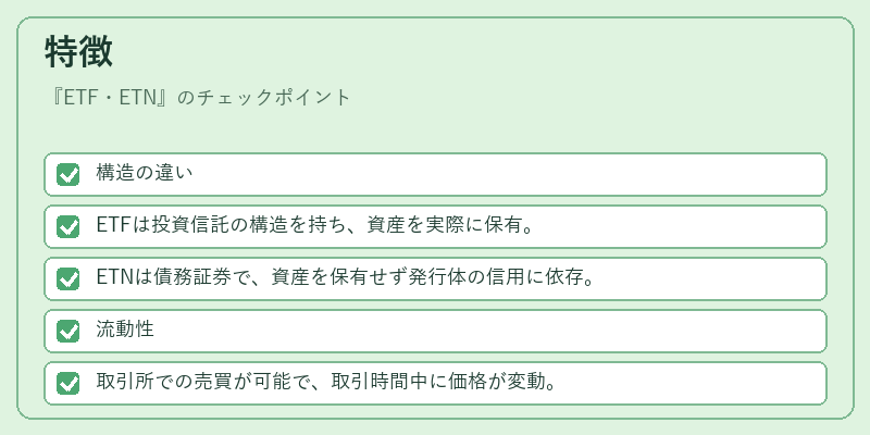 特徴（ETF・ETN）の図解