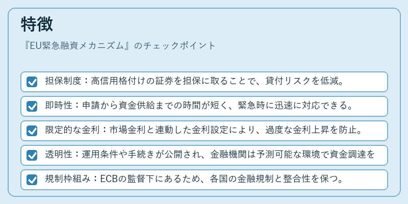 特徴（EU緊急融資メカニズム）の図解