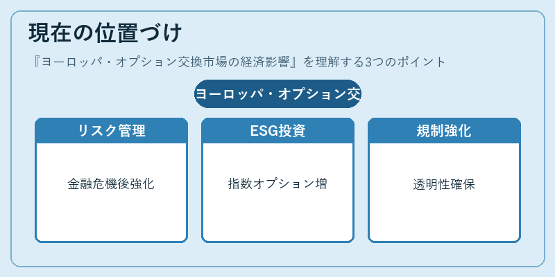 現在の位置づけ（ヨーロッパ・オプション交換市場の経済影響）の図解