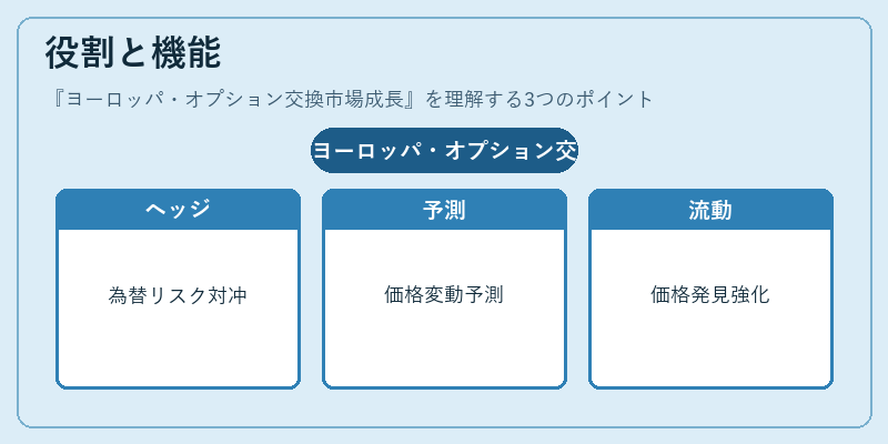 役割と機能（ヨーロッパ・オプション交換市場成長）の図解