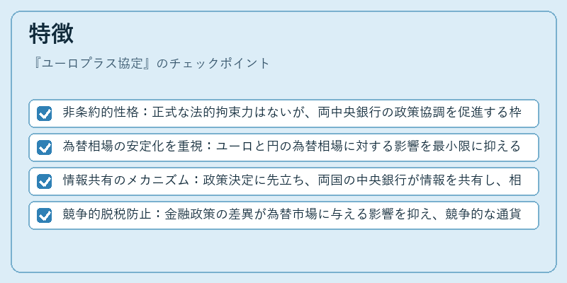 特徴（ユーロプラス協定）の図解