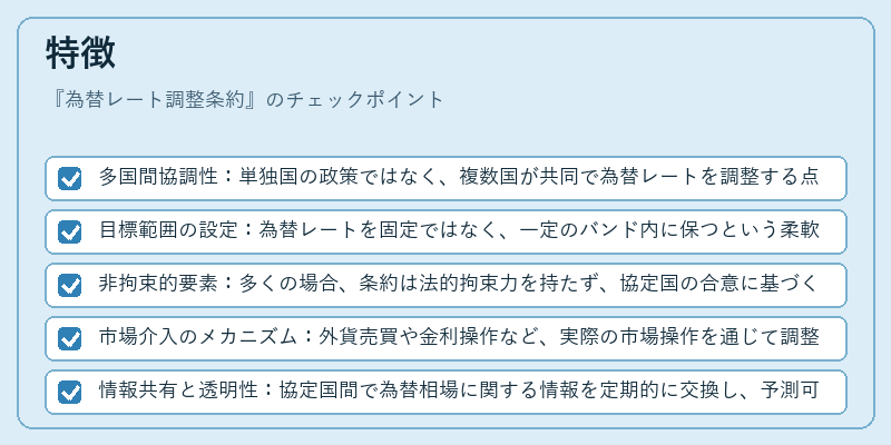 特徴（為替レート調整条約）の図解