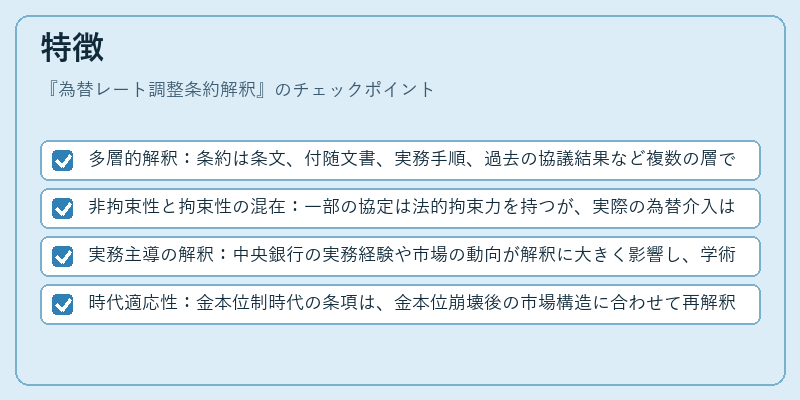 特徴（為替レート調整条約解釈）の図解
