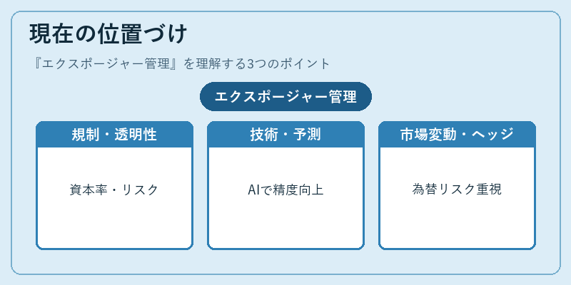 現在の位置づけ（エクスポージャー管理）の図解