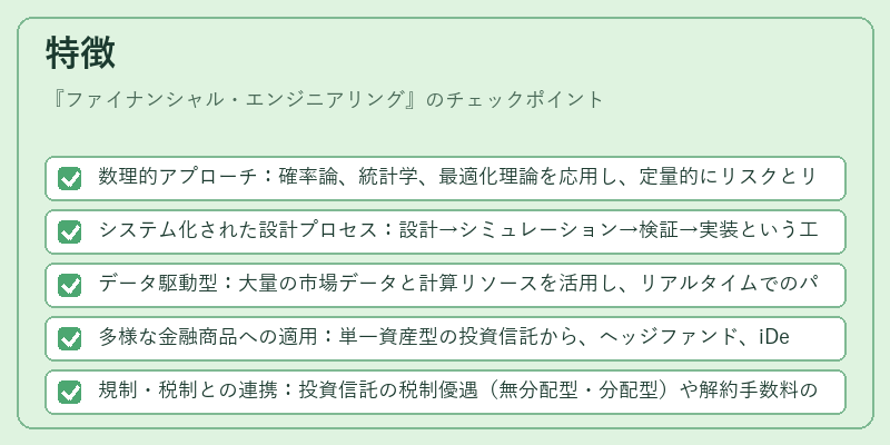 特徴（ファイナンシャル・エンジニアリング）の図解