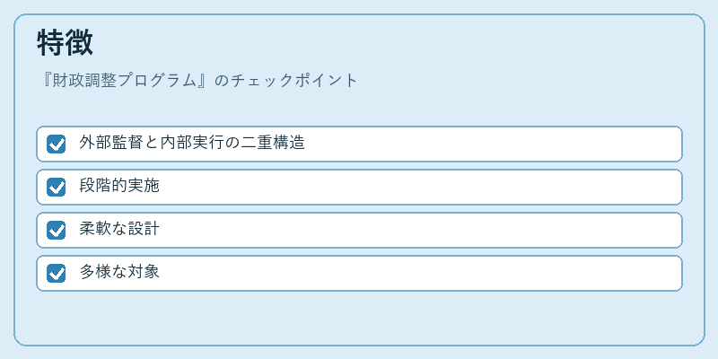 特徴（財政調整プログラム）の図解