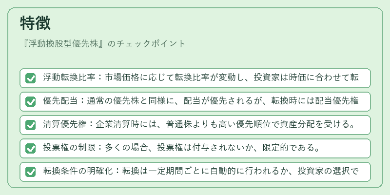 特徴（浮動換股型優先株）の図解