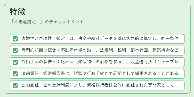 特徴(不動産鑑定士)の図解
