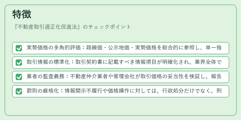 特徴(不動産取引適正化促進法)の図解