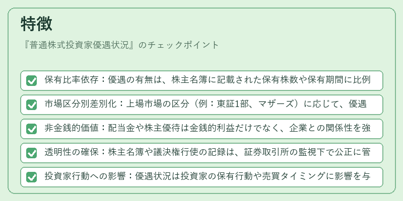 特徴（普通株式投資家優遇状況）の図解
