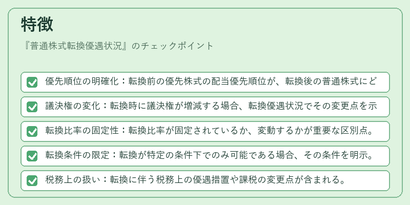 特徴（普通株式転換優遇状況）の図解