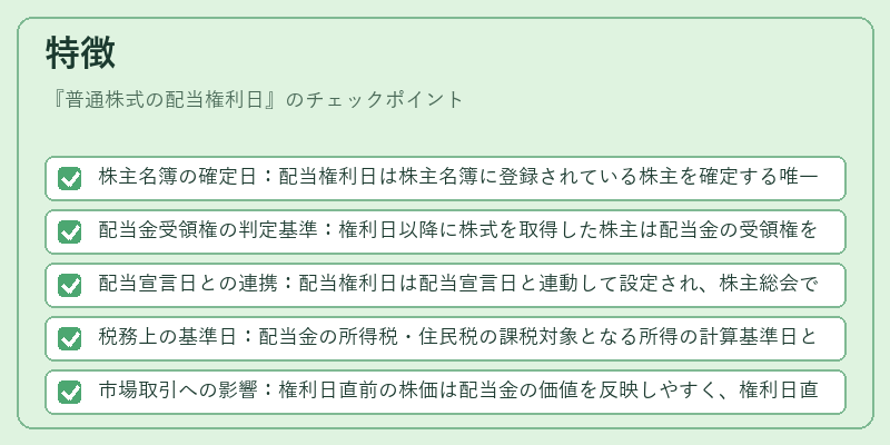 特徴（普通株式の配当権利日）の図解
