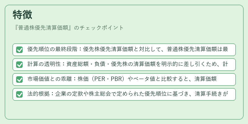 特徴(普通株優先清算価額)の図解