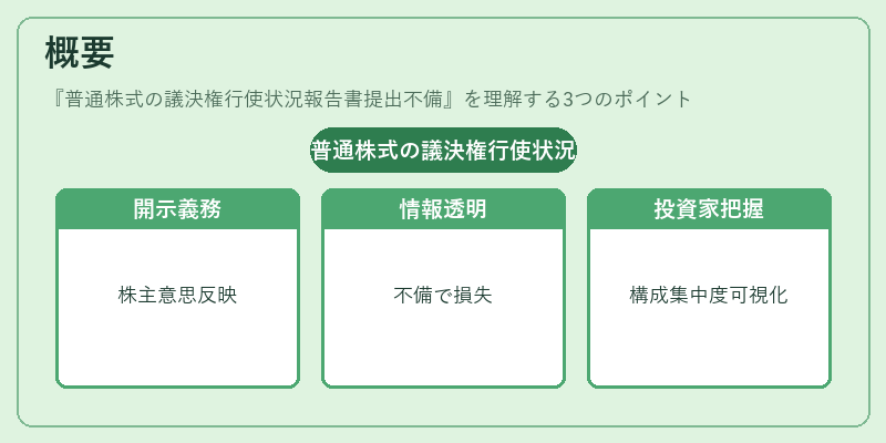 概要（普通株式の議決権行使状況報告書提出不備）の図解