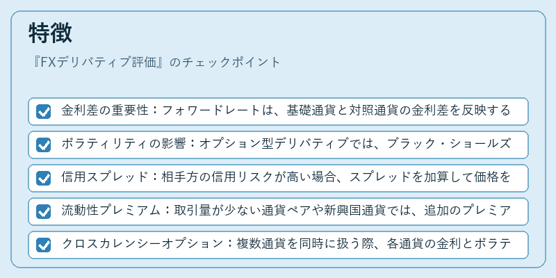 特徴（FXデリバティブ評価）の図解
