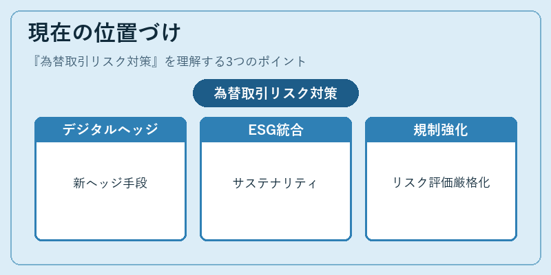 現在の位置づけ（為替取引リスク対策）の図解