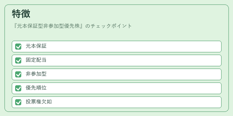 特徴（元本保証型非参加型優先株）の図解