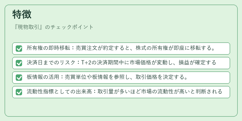 特徴（現物取引）の図解