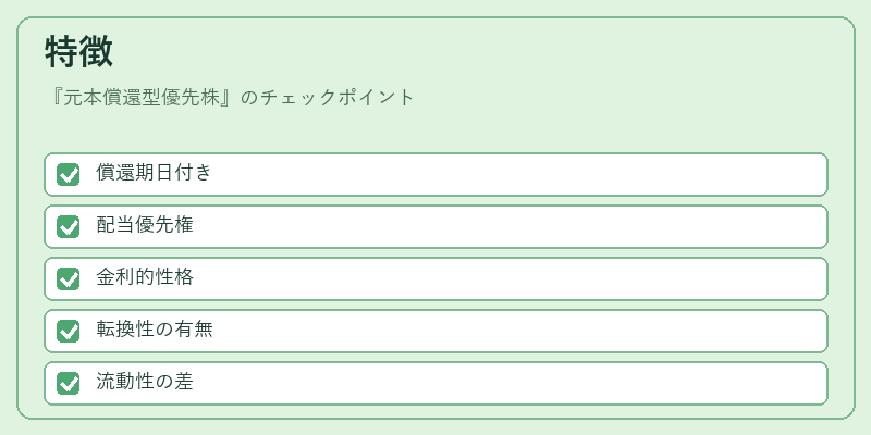特徴（元本償還型優先株）の図解
