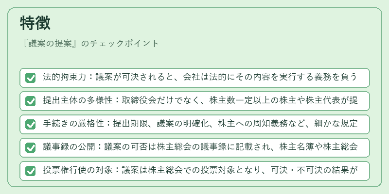 特徴(議案の提案)の図解