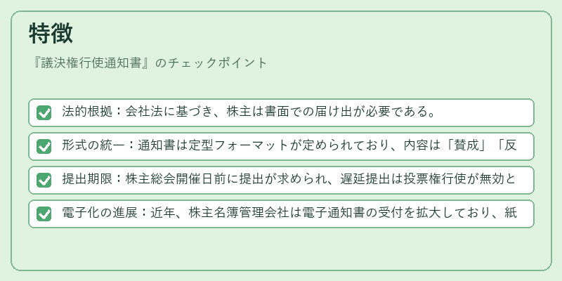 特徴（議決権行使通知書）の図解