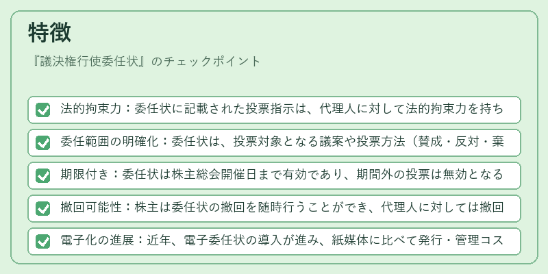 特徴(議決権行使委任状)の図解