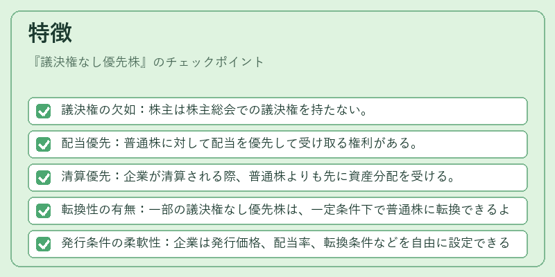 特徴(議決権なし優先株)の図解